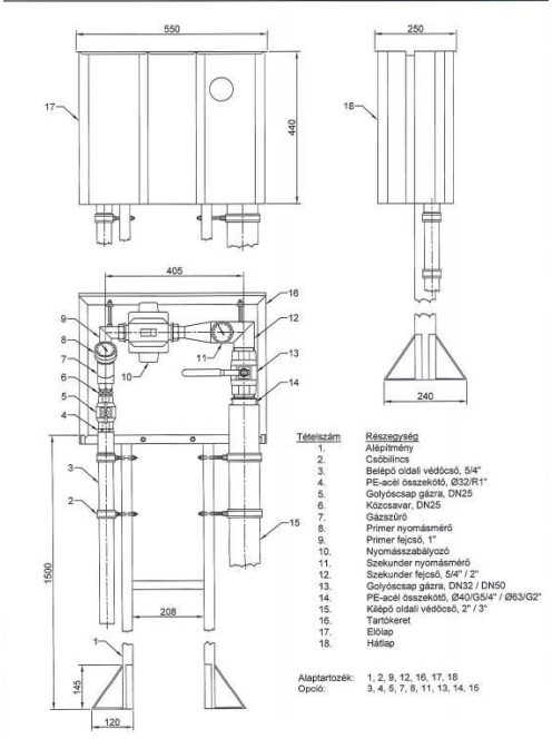 Előkerti szabályozó állomás T15 Q50/PE Ø63-R2" GR
